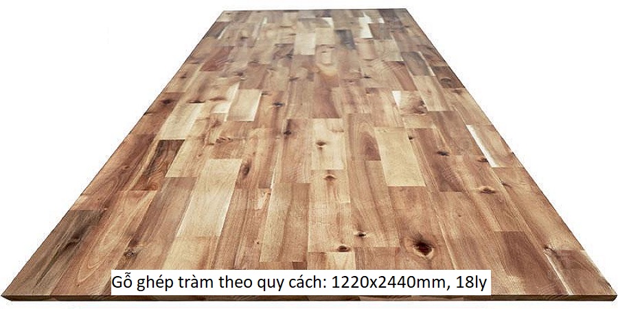 Gỗ ghép tràm theo quy cách: 1220x2440mm, 18ly