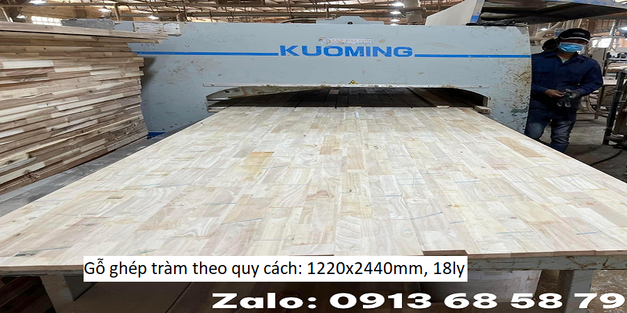 Gỗ ghép tràm theo quy cách: 1220x2440mm, 18ly